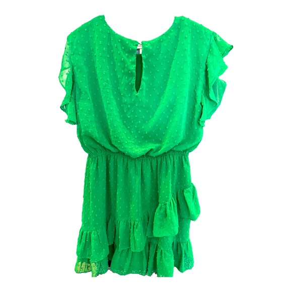EE:SOME Green Mini Dress Swiss Dot Women’s Size Small - Picture 3 of 5